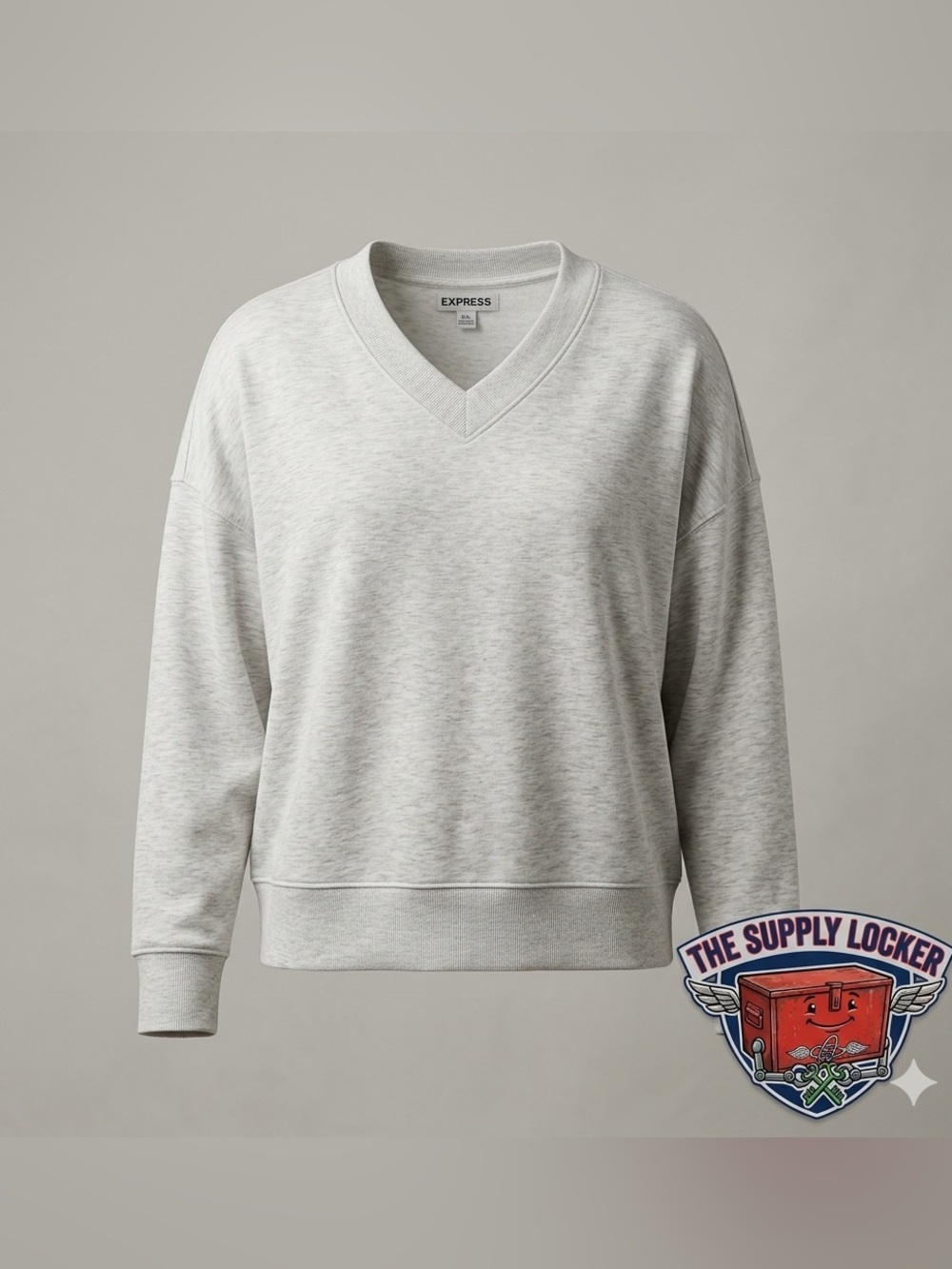 Express V-Neck Pullover Sweatshirt Light Gray Women’s XXL NWT Lounge